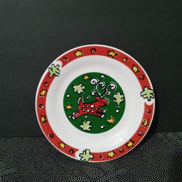 Gibson Christmas Treasures Reindeer SALAD/DESSERT - Picture 3 of 6